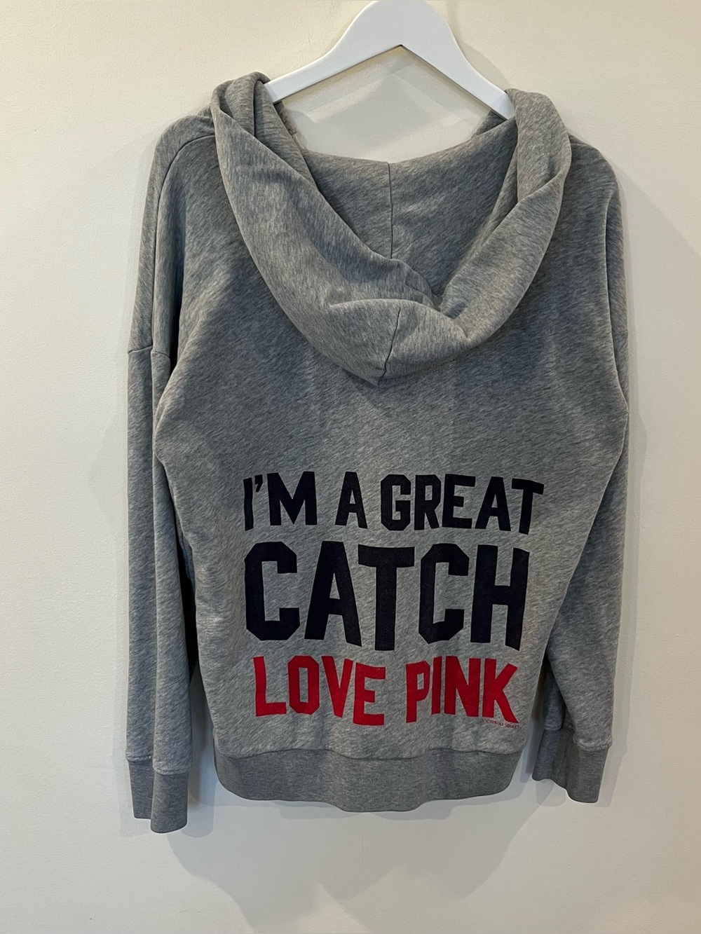 PINK Victoria’s Secret I’m a Great Catch Baseball Hoodie Cincinnati Reds Gray